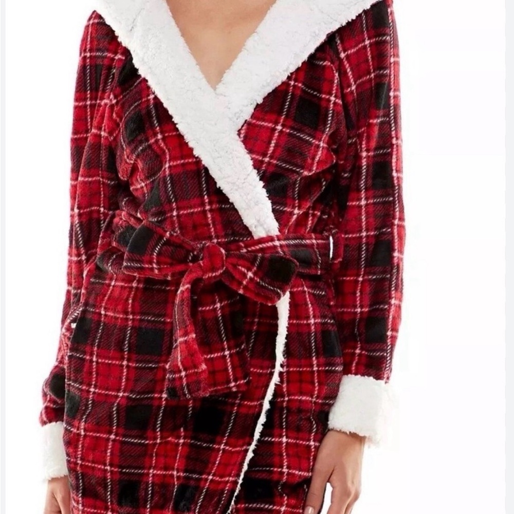 Roudelain Glance  Buffalo Plaid Deluxe Touch Soft Hooded Fleece Robe